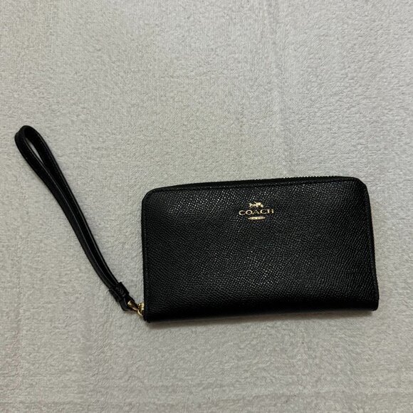 Coach Phone Wristlet Wallet, Black - Picture 1 of 3